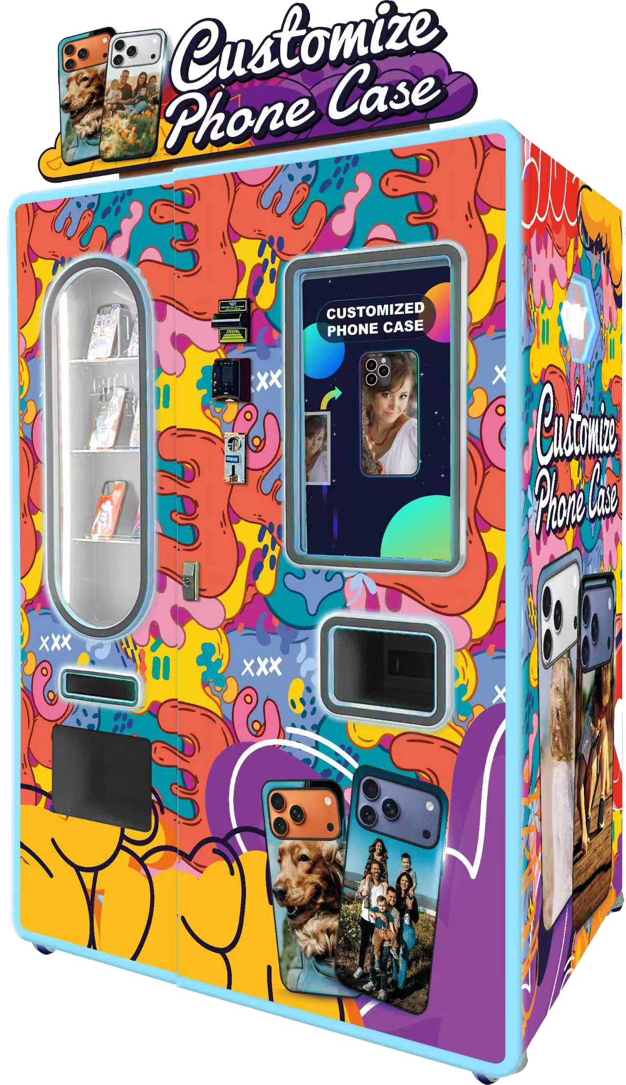 WM880 phone case vending machine with colorful custom case wrap